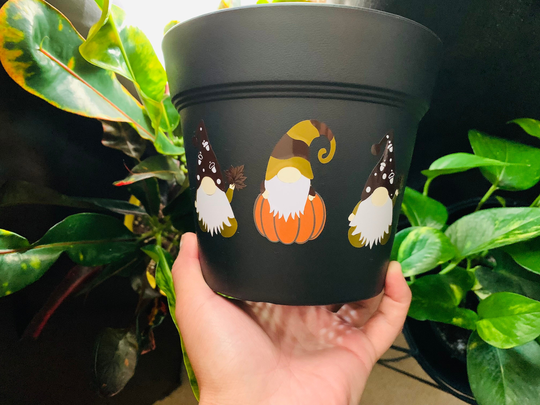 6In Tall Custom Indoor Plant Pot With Matching Black Tray | Fall Gnomes Planter Drainage Holes Just Because Gift