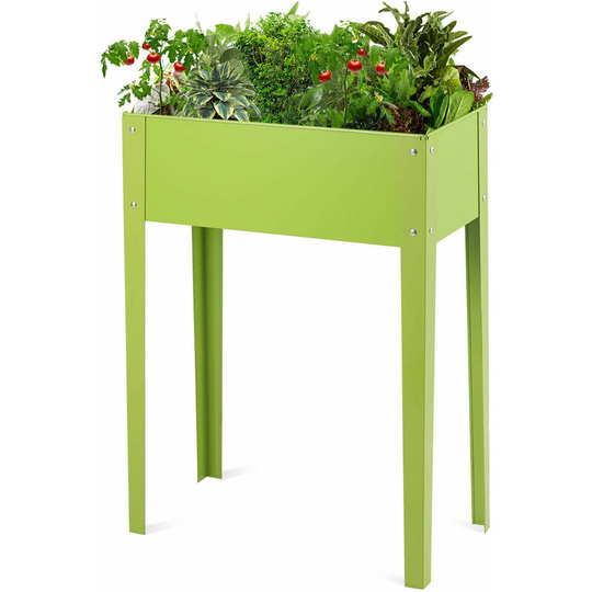 Costway - Galvanized Raised Garden Bed Elevated Planter Stand Herb Flower Holder Box
