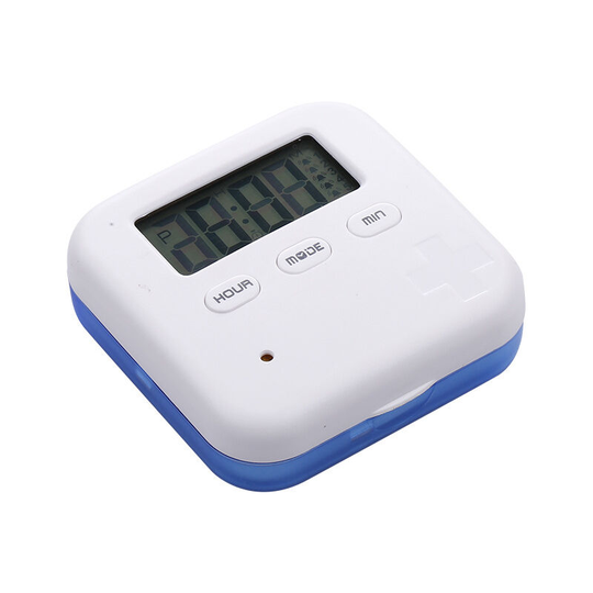 Timer Pill Box Electronic Reminder Pill Box Elderly Pill Box Timer blue - Muff