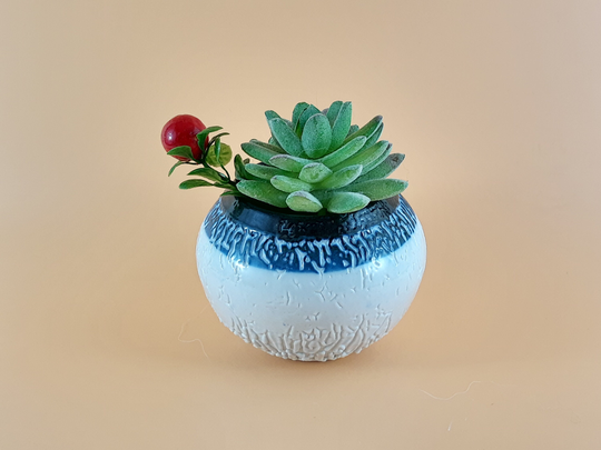 Small Porcelain Succulent Pot | Patterned Glaze Ceramics