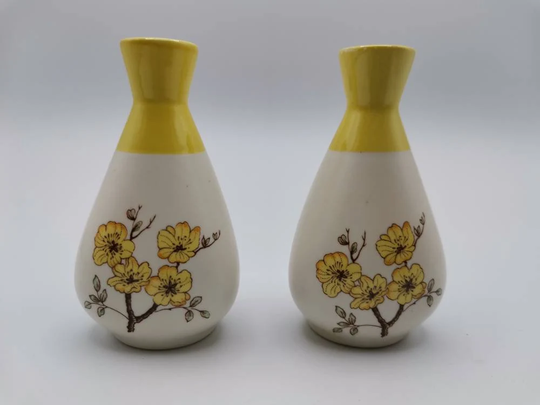 Superb Carlton Ware Yellow Mimosa Cruet Set. Salt & Pepper Pots. 1950S /60S