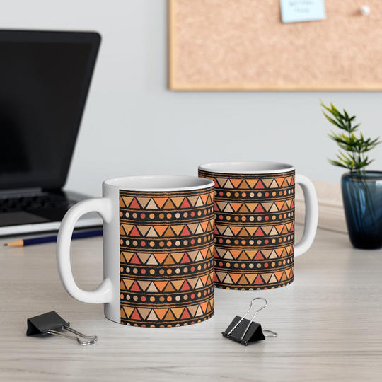 African Ceramic Mug Collection - Selection Of Four | 4 Or Eight | 8 11Oz | Tea, Coffee, Cup Drink, Gift, Christmas, Secret Santa, Ankara