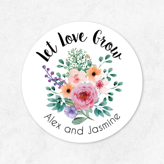 Let Love Grow Stickers, Labels, Seed Packet Wedding Favour Sticker, Label, Plant Favours, Succulent, Personalised
