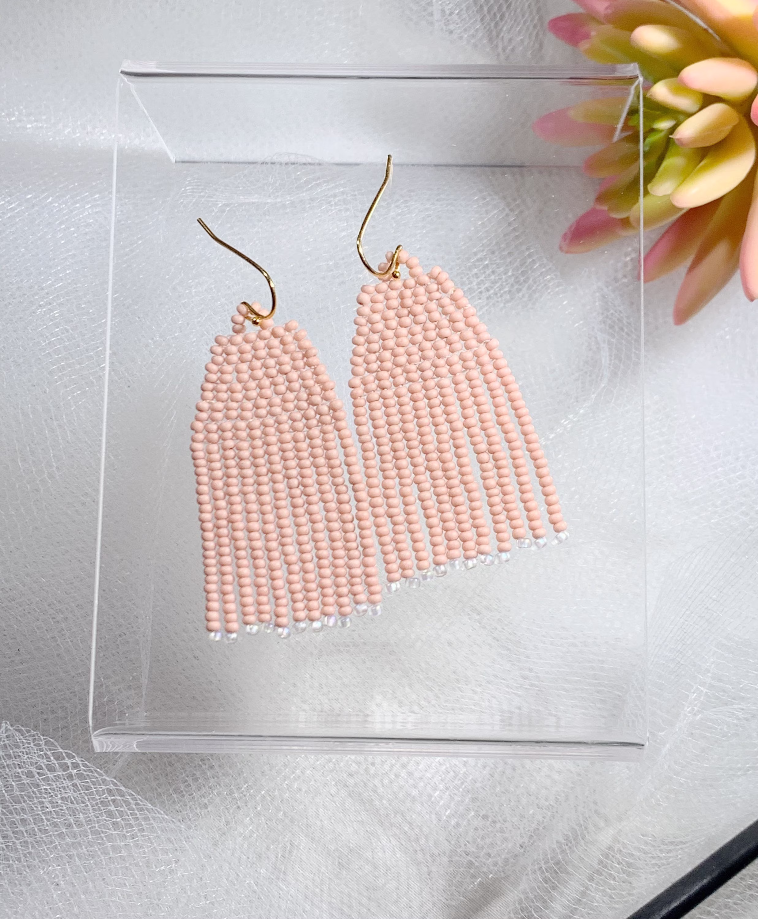Cheyenne Pink Fringe Seed Bead Earrings