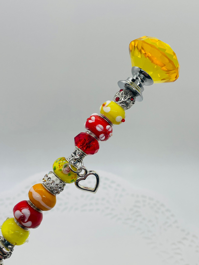 Yellow Top Garden Stake. Plant Flower Decor. Art. Vase Filler. Table Birthday Gift. Fairy Wand. Suncatcher. Gift