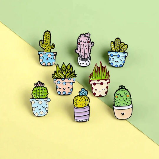 Cute Cactus Plant Enamel Pins/Lapel Pin Herb Lover Funny Badges Punk