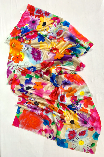 Bright Floral Silk Shawl, Formal N Casual All Season Women Fashion Shaw, Luxurious Spring Shawl