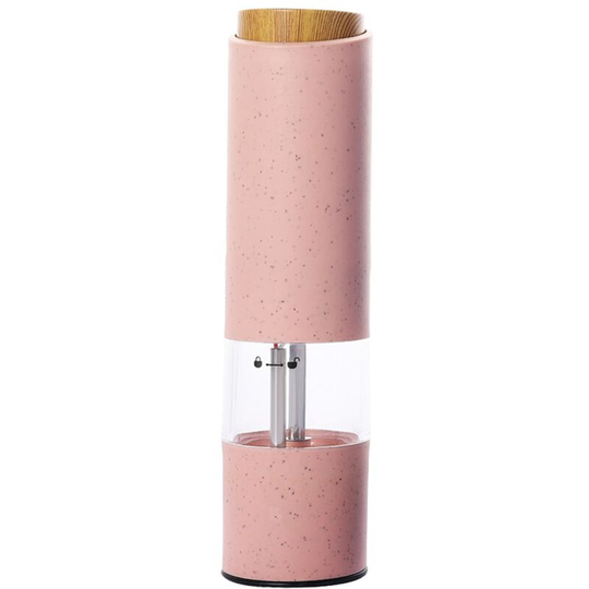 Electric Pepper Grinder Automatic Salt Grinder Wheat Fiber Material One Hand Operated Mill pink