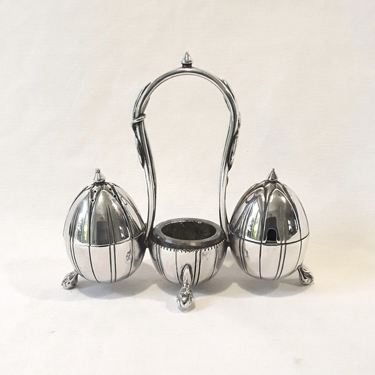 Antique Aesthetic Style Silver Plate Cruet Set