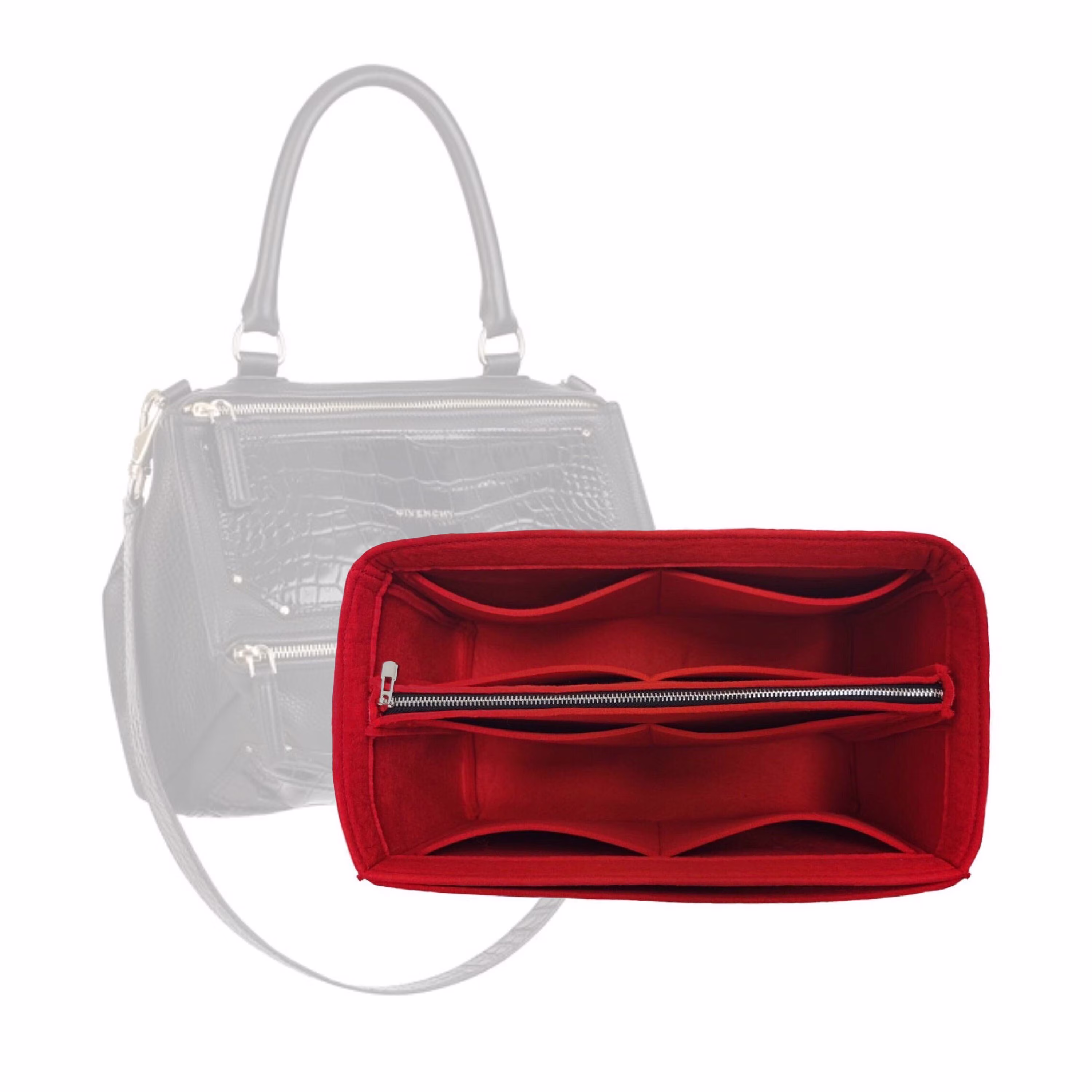 Pandora Tote Bag Organizer/Insert With Detachable Zipper Pocket Handbag Storage Purse Felt Laptop Ipad Pocket