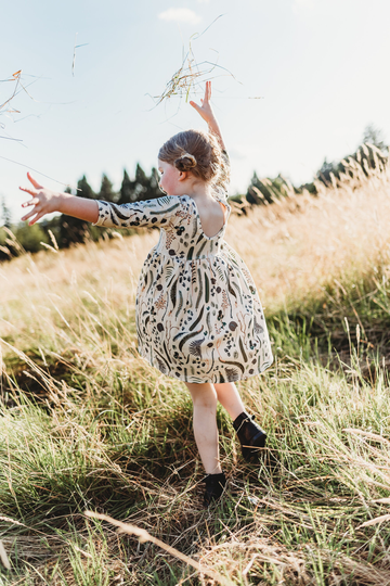 Girls Scoop Back Dress // Organic Fern Print Toddler Twirl Fall Baby Clothes