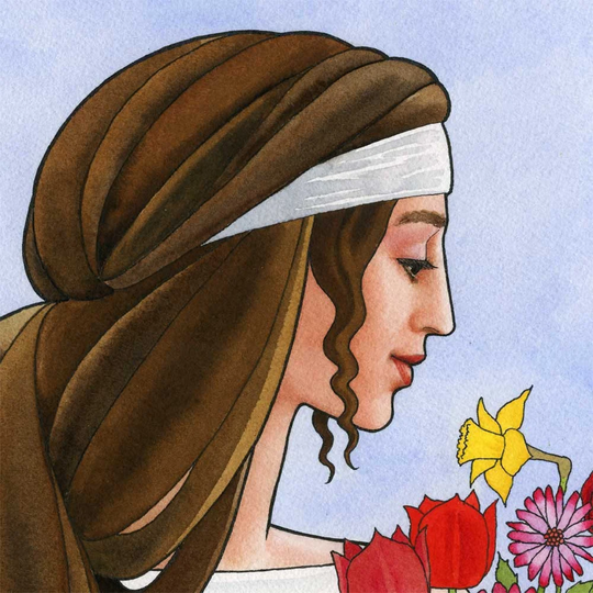 The Four Seasons Ii - Spring. Goddess Art, Watercolor, Painting, Spring Decor, Flowers, Archival Art Print