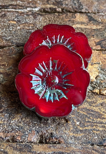 Flower Beads - Hibiscus Glass Czech 22mm
