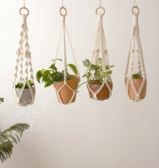 Macrame Plant Hanger No Tassel, Hanging Planter Tail, Indoor Garden Decor, Plant Holder, Short Rope Planter, Lover Gifts Boho Decor