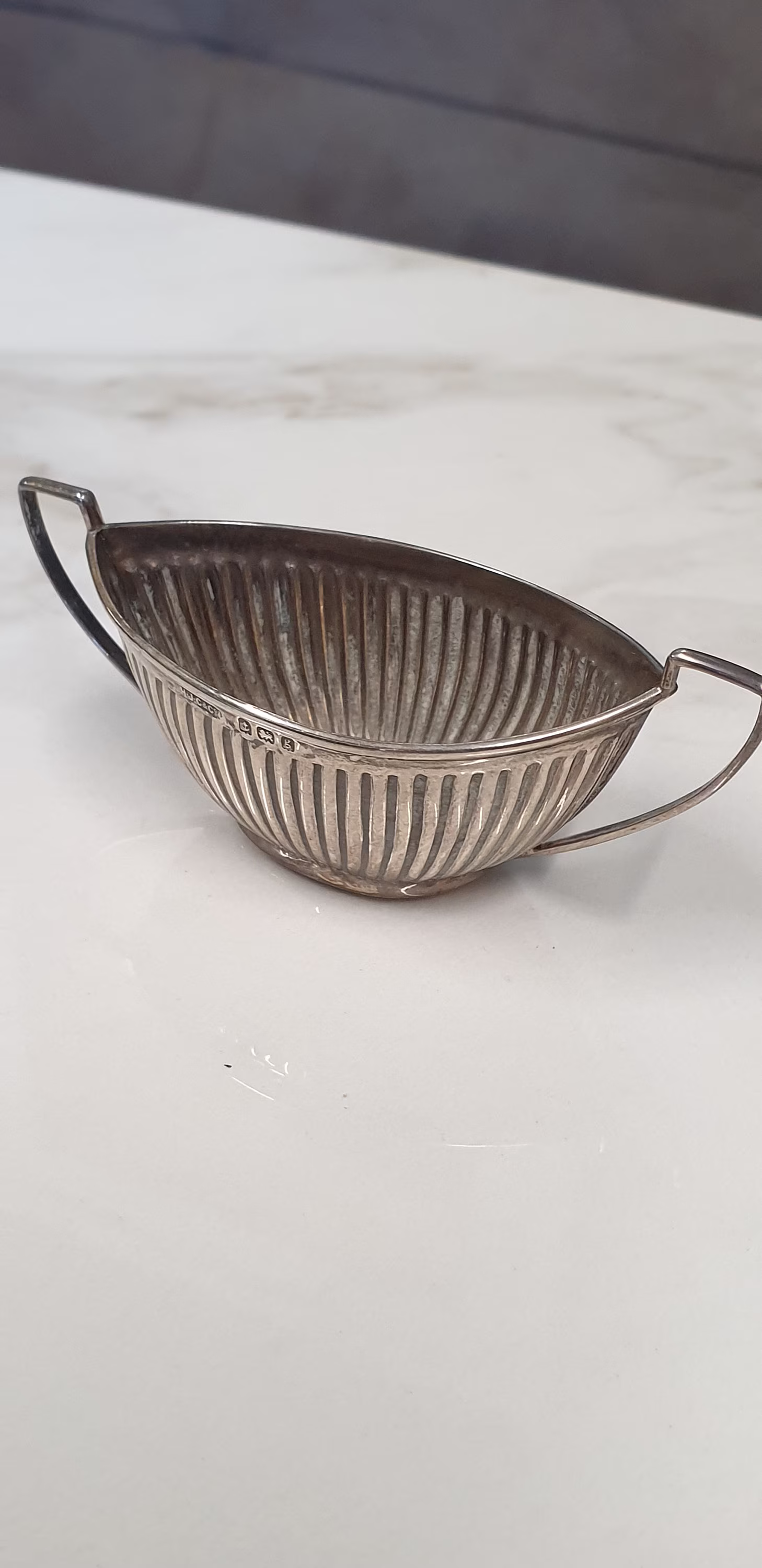 Antique Birmingham 1906 Silver Oval Shaped Salt Spoon