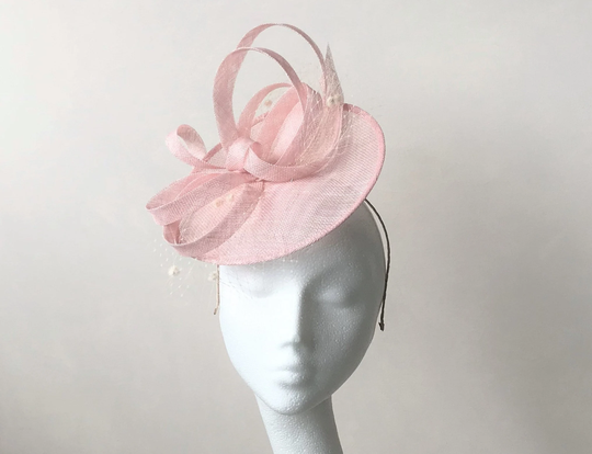 Pale Pink Wedding Fascinator Headpiece Veiling Baby Bridal Hatinator Powder Races Hat Guest Ascot