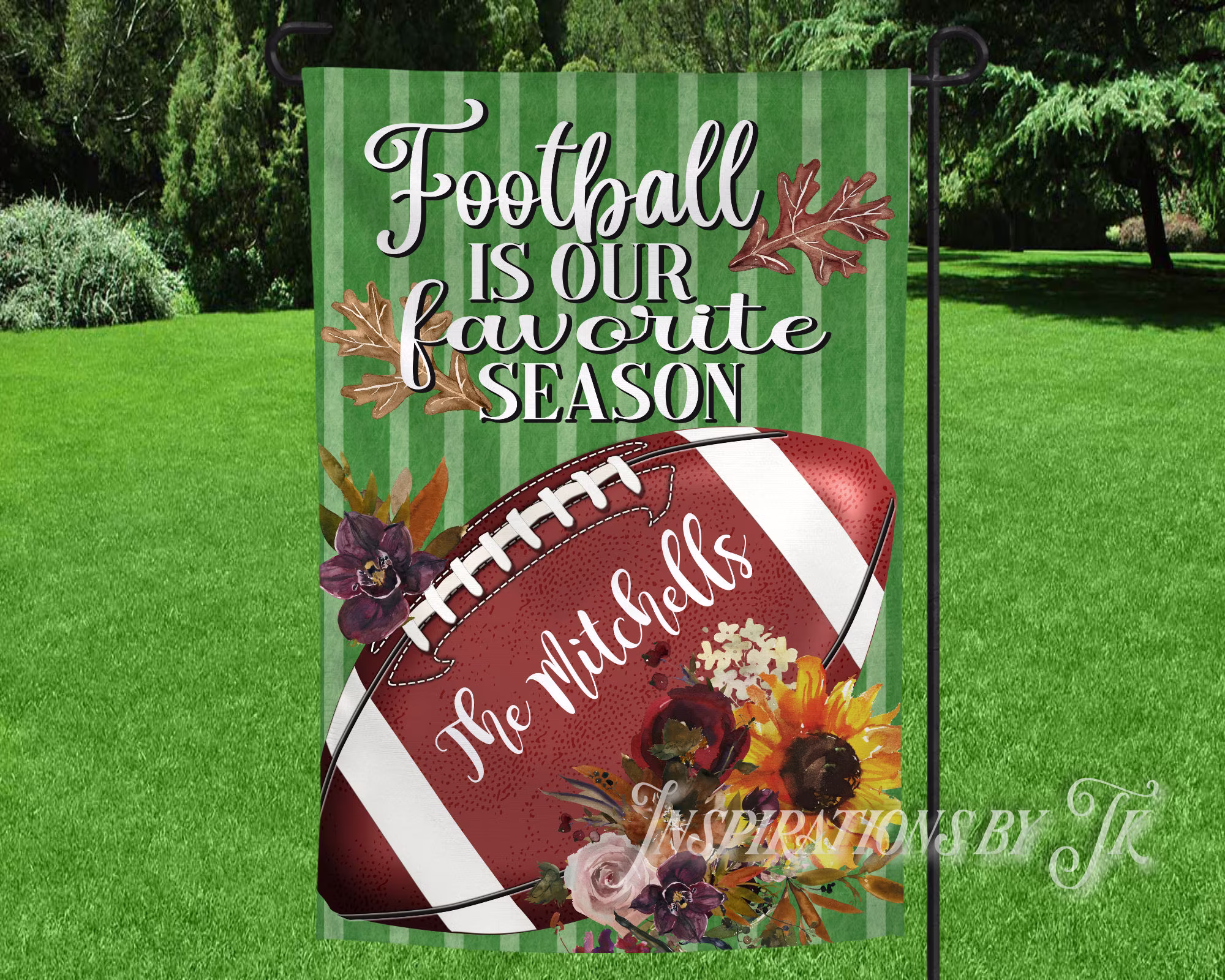 Football Is Our Favorite Season Garden Flag, Sports Custom Can Be Personalized, Yard Art, Outdoor Decor