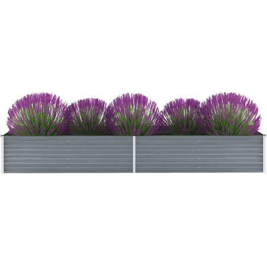 Garden Planter Galvanised Steel 320x80x45cm Grey
