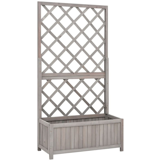 Garden Trellis Planter Grey 70x30x135 cm Solid Firwood