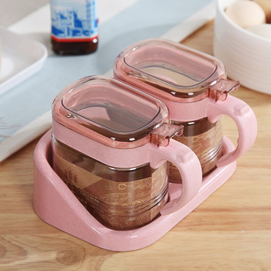 Ilovemilan - Glass Transparent Spice Jar Seasoning Box Set Kitchen Container Tools Condiment Jars Cruet with Cover and Spoon Kitchen Utensils