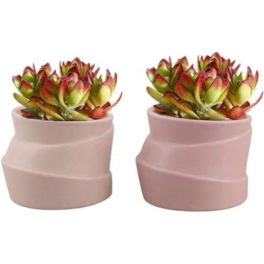 Echoo - Set of 2 ceramic flowerpots - Irregular shape - Creative - For small plants, cacti (a + b).