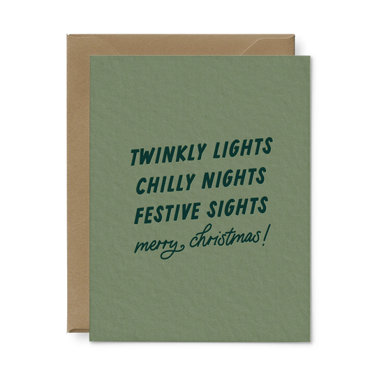 Twinkly Lights Christmas Greeting Card | Holiday Letterpress