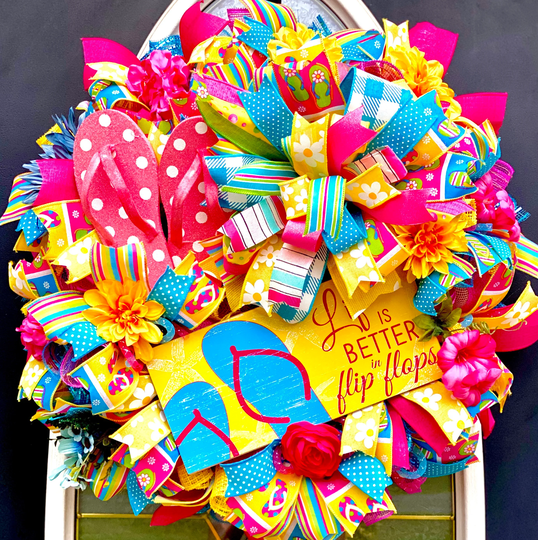 Flip Flop Wreath, Season, Flip Flop Season, Summer & Flops, Wreath, Decor, Beach Sunshine