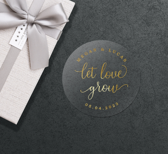 Let Love Grow/ Wedding Seed Packet Stickers/ Gold Foil Favor Sticker Favour For Wedding/ Stickers