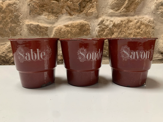 Vintage Enamel Savon Pots French Enamelware/ Shabby Chic/Home Decor