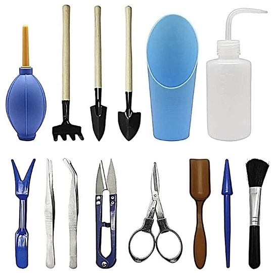 14PCS Garden Planting Tool Set Bonsai Succulent Transplanting Miniature Fairy Mini Garden Planting Gardening Hand Tools for Home Office