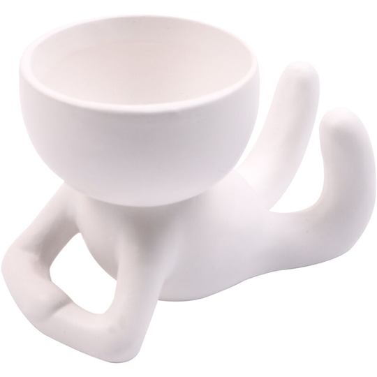 Humanoid Ceramic Flower Pot Succulent Pot Plant Small Vase Crafts Desktop Decoration YL1482-1 White