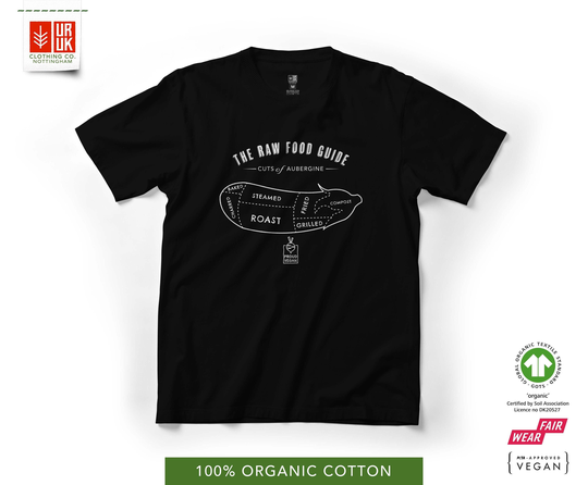 100% Organic Cotton, Unisex, Men & Women Crew Neck T-Shirt. The Raw Food Guide - Black
