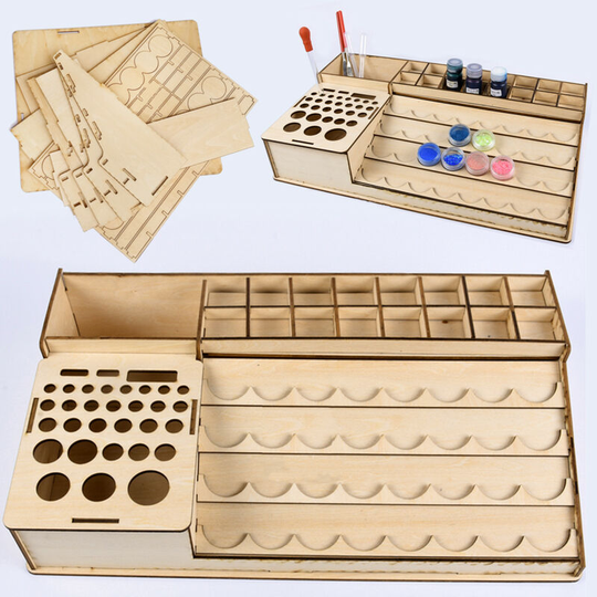 Home Decoration Diy Wooden Pigment Paint Bottles Rack Organizer Epoxy Storage Tools Model Box Hasaki