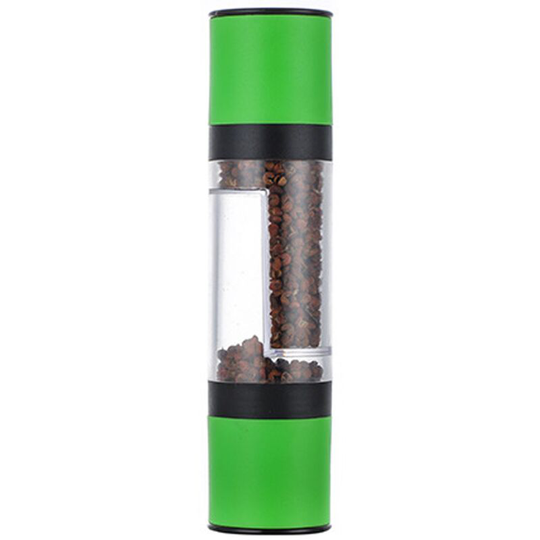 Salt and Pepper Grinder - 2 in 1 Manual Salt Pepper Mill Herb Spice Grinder Shakers Refillable green