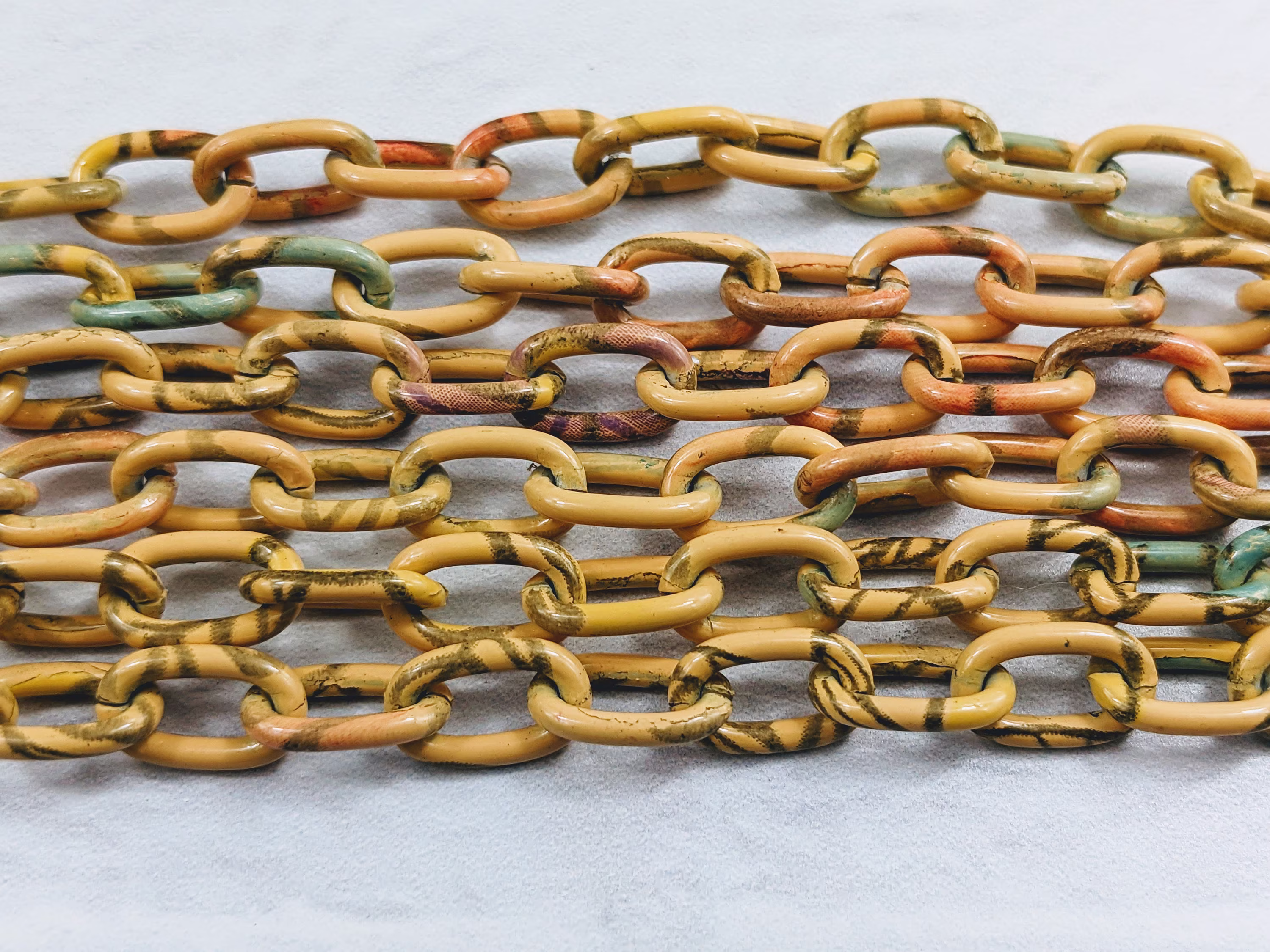 Aluminum Powder Coated Mixed Color Link Chain, Light Weight, 11x7mm, Sold By The Foot, Mustard, Pink, Red, Teal, Purple