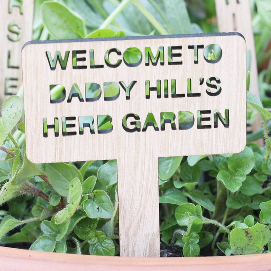 Set Of Seven Personalised Wooden Herb Garden Markers