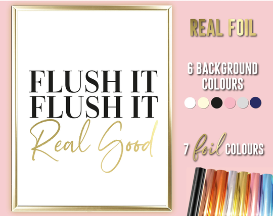 A4 /A3 Ah Push It, Flush Salt N Pepper Foil Print, Funny Bathroom Wall Art, Decor, Toilet Print