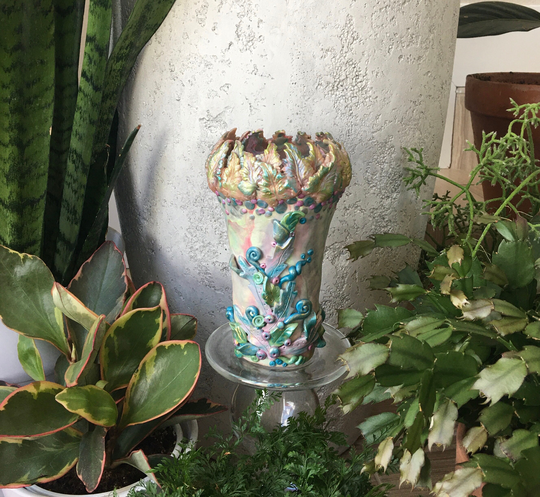 Unique Handcrafted Polymer Vase. Coastal Colors