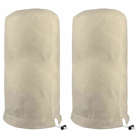 2 Pieces Plant Protection Cover 60×80cm Beige, Plant Overwintering Veil, Tree Overwintering Cover, Overwintering Veil with Drawstring, Garden Plants