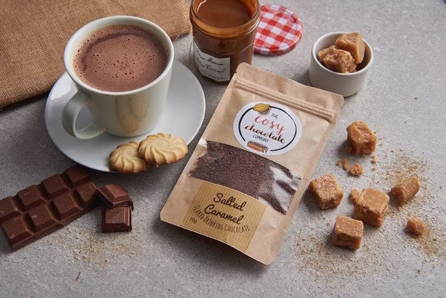 Salted Caramel Hot Chocolate - Foodie Gift Gourmet Homemade Birthday Vegan Friendly
