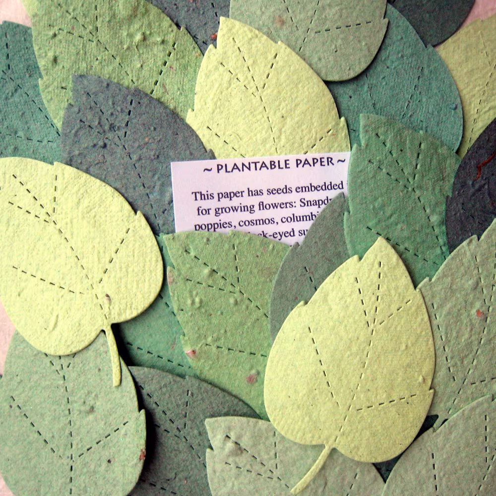 100 Seed Paper Leaves Weding Favor Diy Place Cards - Plantable Flower Leaf Oak Birch Spring Garden Wedding Greenery