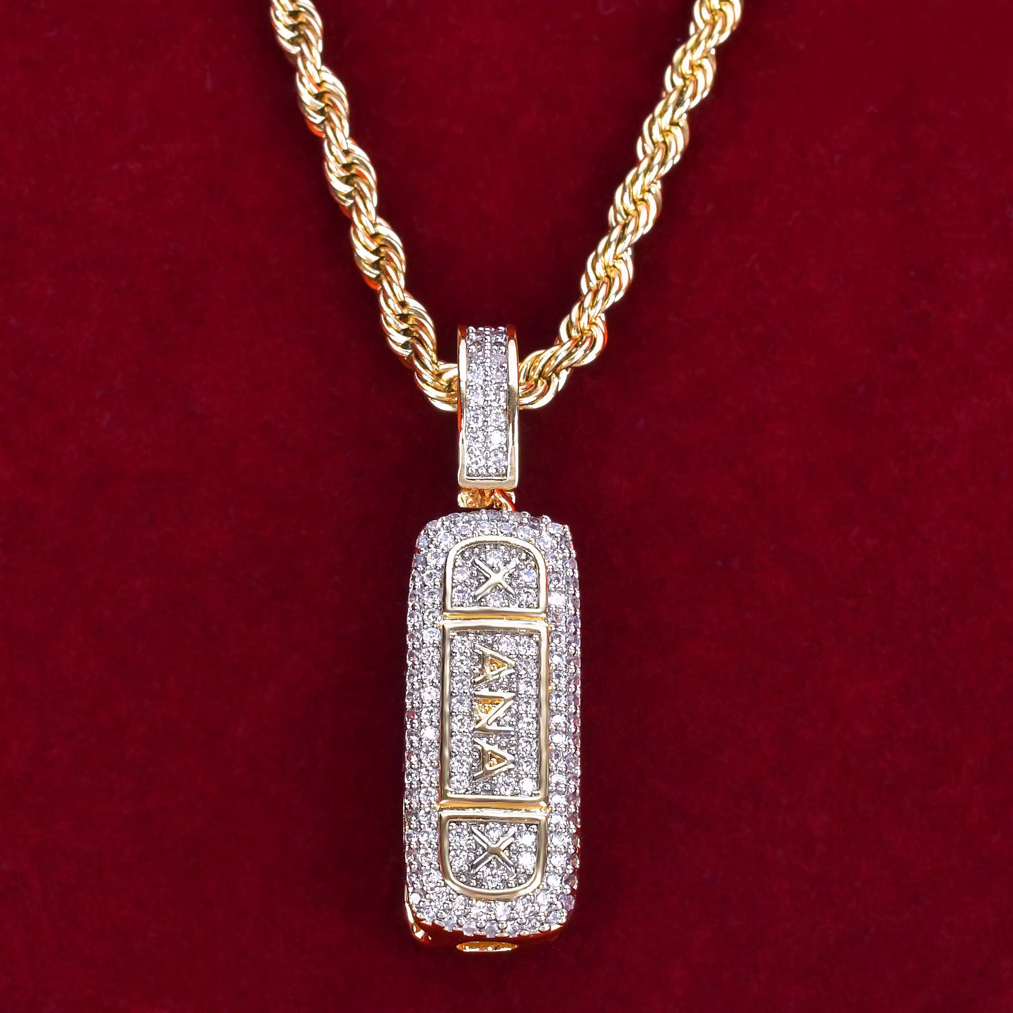 14K Fully Iced Out Custom Two Tone Yellow & White Gold Pill Medicine Fashion Pendant /Gift For Him/Gift Her
