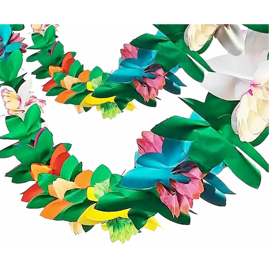 10ft Hawaiian Flower Garland Colorful Tropical Paper Flower Garlands Hibiscus Garland Lei Flower Garland for Birthday, Wedding, Baby Shower Jungle