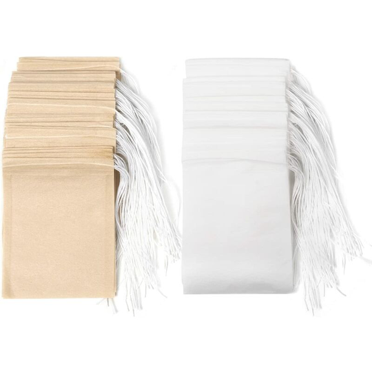 Disposable Tea Filter Bags with Drawstring, Tea Bags for Loose Tea, Tea Filter Bags, Pack of 200 Empty Tea Bags (6 x 8 cm)