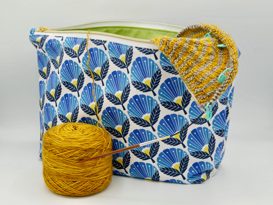 Craft Project Bag // Large Knitting, Crocheting, Sewing, Embroidery Wip Zipper Organizer Pouch With Inner Pocket For Notions