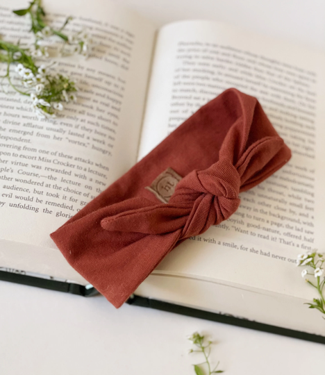 Paprika | Organic Cotton Knotted Bow Headband Jersey Baby Stretchy Girls |Top Knot