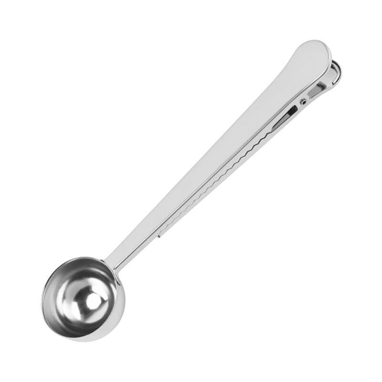 2Pcs Coffee Measuring Spoon with Clip, Stainless Steel Teaspoon, for Coffee, Milk Powder, Tea, Oatmeal, 17.3cm Length