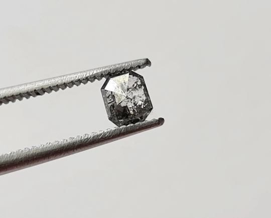 4.3x3.6mm Salt & Pepper Radiant Shaped Faceted Rose Cut Loose Diamond, Natural Diamond Cabochon For Ring - Ppd980