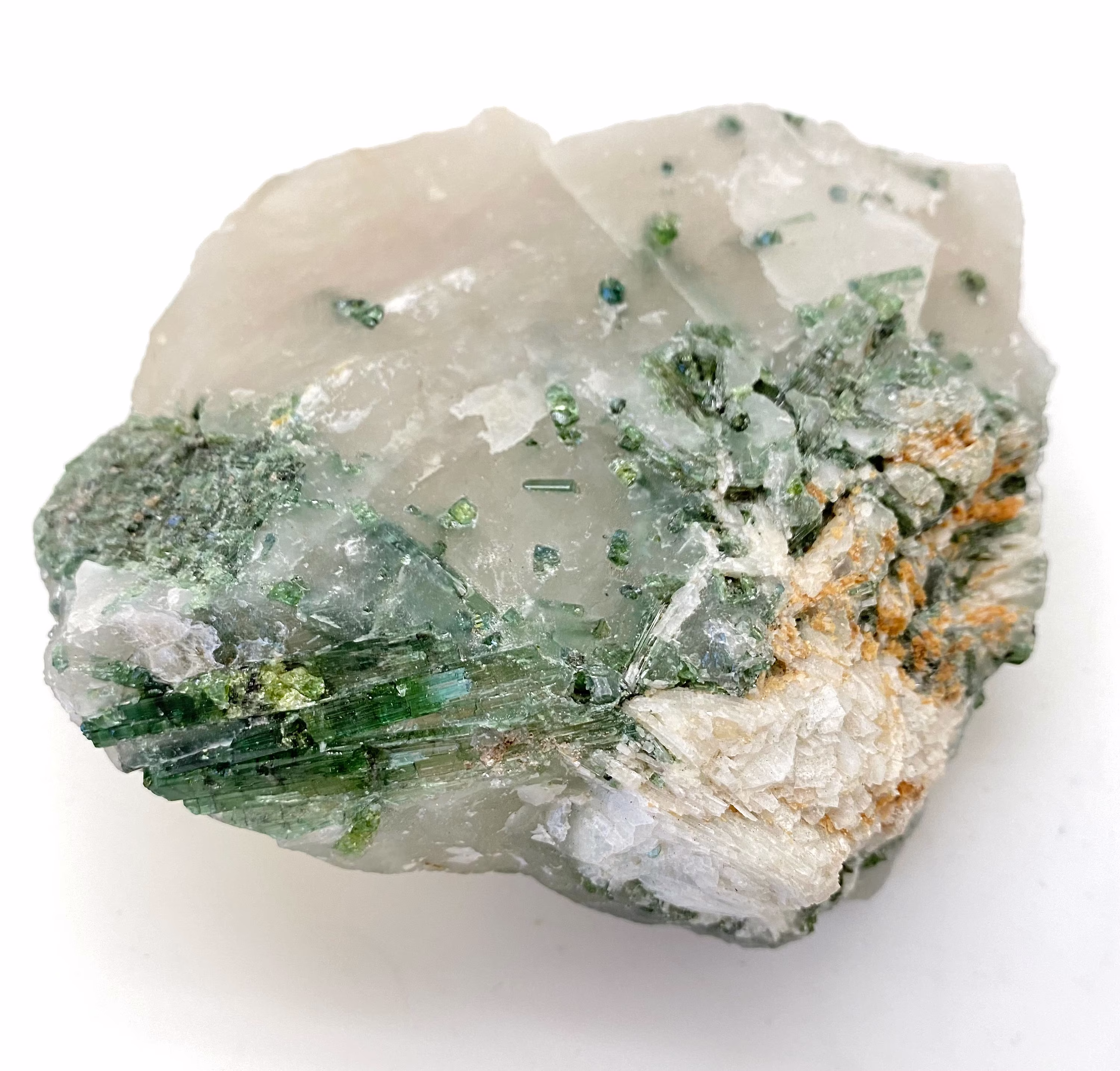 Raw Green Tourmaline Crystal in Raw Quartz Crystal - Green Stone Quartz Stone Matrix Healing Crystals 6