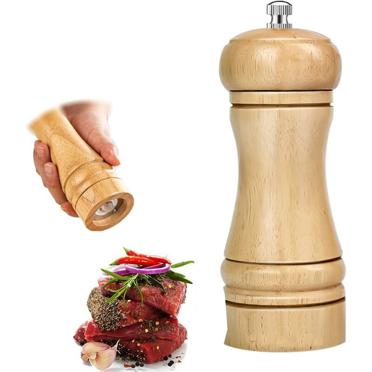 Aougo - manual wooden pepper mill Manual adjustment Solid Wood Pepper Mill Wooden grinder with adjustable ceramic grinder for salt and pepper, fennel